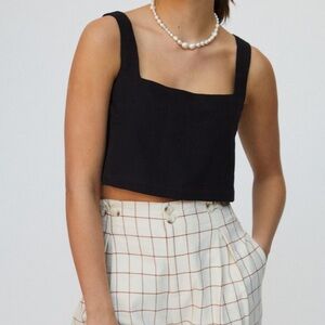 NWT Anthropologie Porridge Linen Tank Top | black | M